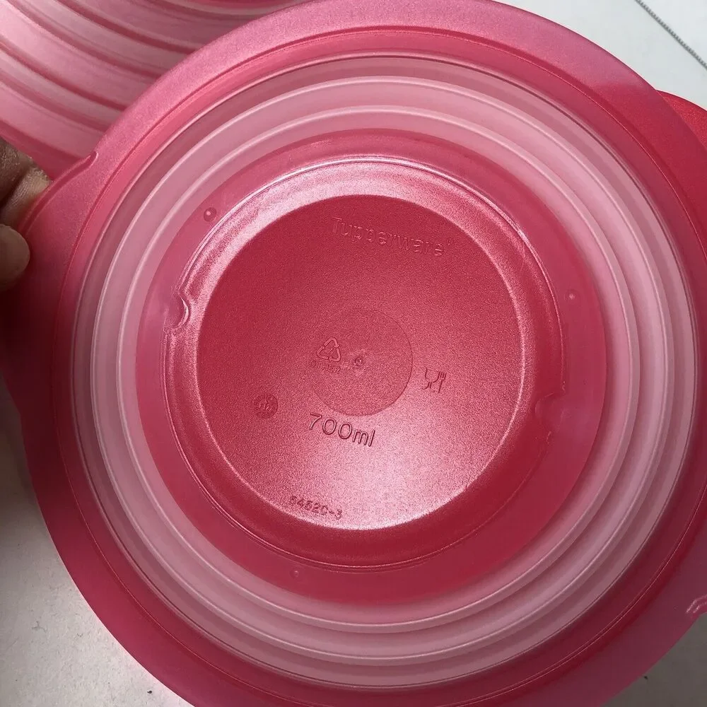Tupperware Flat Out‎ Containers Collapsible Bowls Lot Set of 2 Pink 700 ml E1